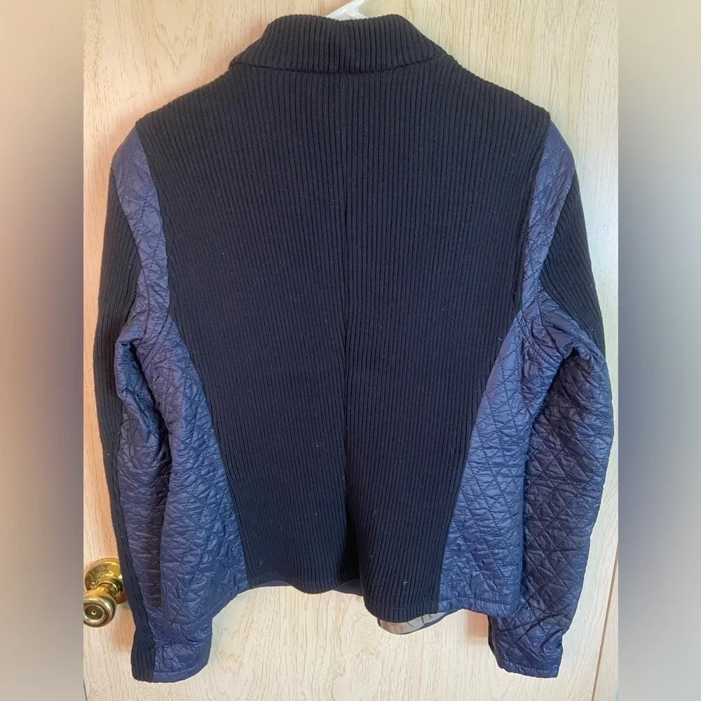 TOM CROWN by Marcona Navy Blue Quilted Knit Zip Front Jacket Sz US 12 42 Germany